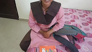 Hot indian desi student was painfull fucking with teacher in coching section on dogy style increased by talk to Hindi audio